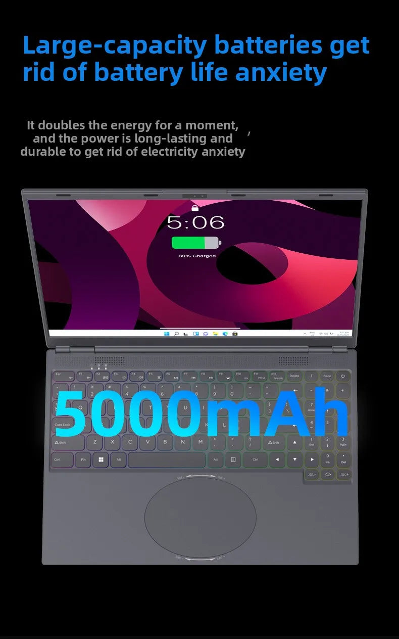 High Quality 16 Inch Win 11 Business Laptop 32GB 1TB SSD Intel I3 8109U Processor English Keyboard IPS Panel 165Hz New