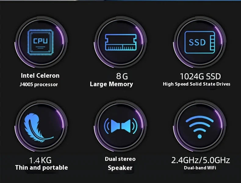 Best Selling 2025 14-Inch Business Office Laptop with Intel N3350 Processor 1TB SSD IPS Panel Camera CN Plug DUAL FAN Cooling