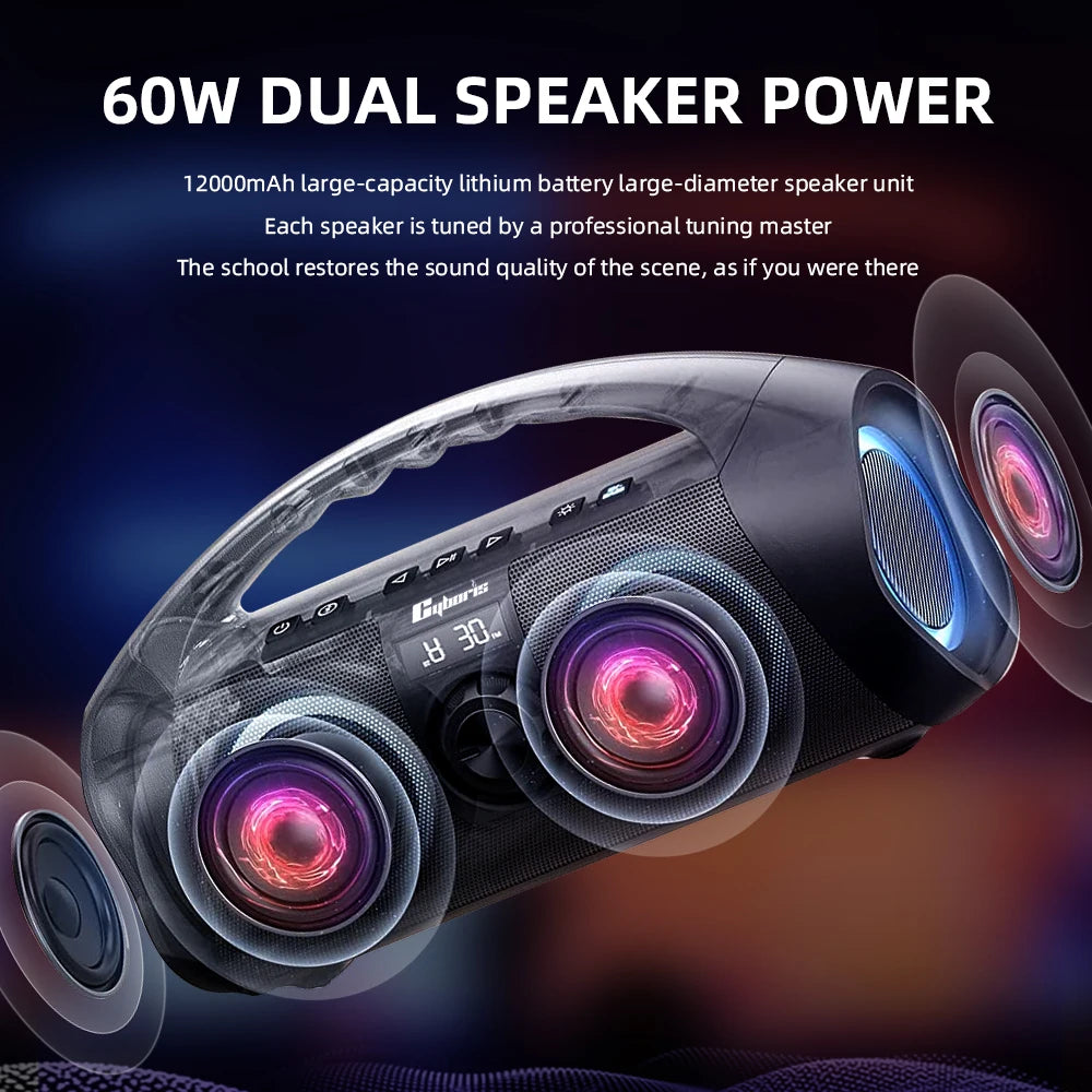 Hot Selling Product 2023 Cyboris F29K 120w Karaoke Portable Wireless Waterproof Speakers with Flashing LED Light