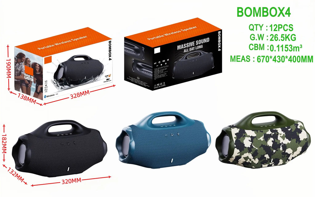 Super Boombox 4 Speaker Wireless Portable Outdoor Actives Big Boombox4 Outdoor Sport Waterproof Boombox3 Speaker Gift Party Box