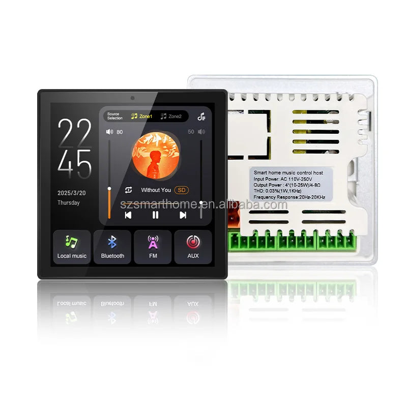 2 Zone Music Touch Screen TF/USB/AUX/Radio Home Theater Playing System Media Player for Smart Home