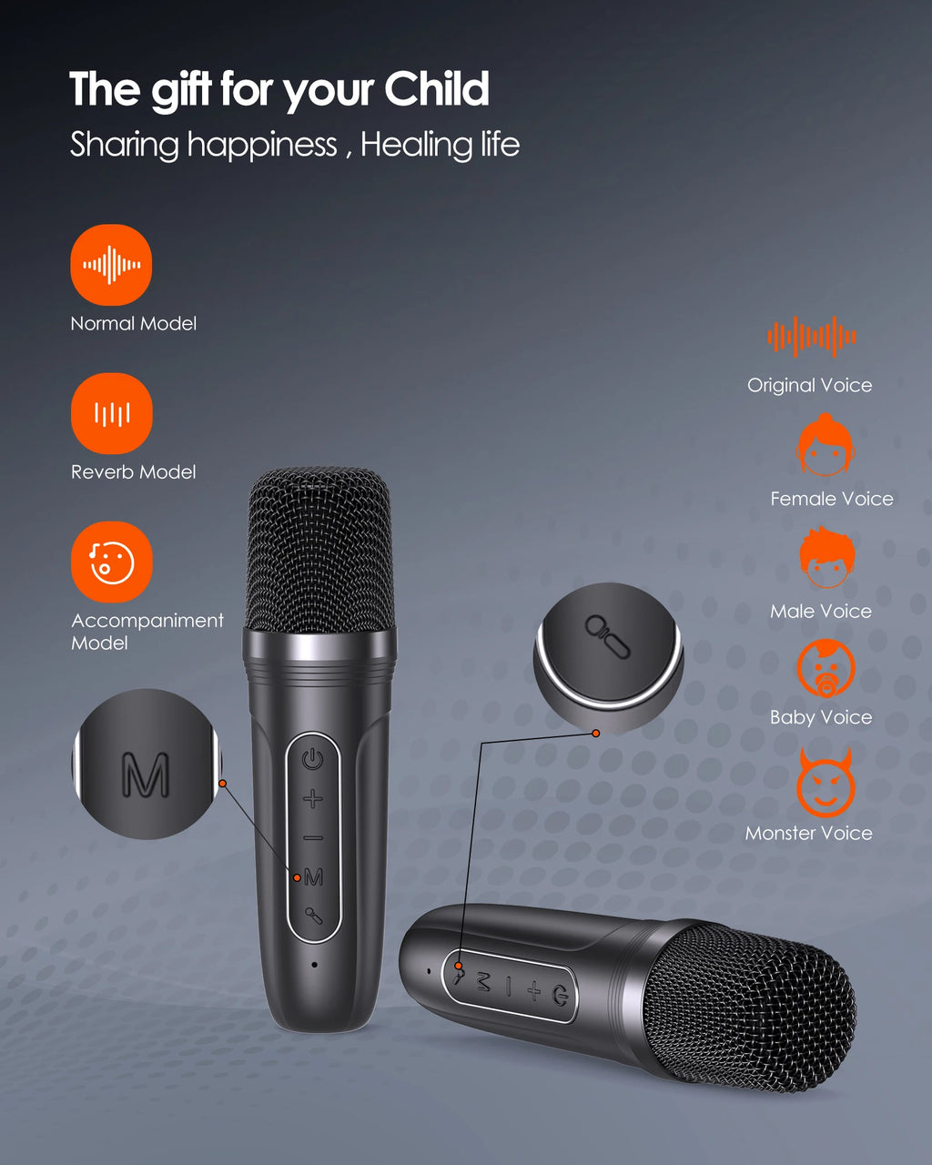 Karaoke Machine,Portable Bluetooth Karaoke Speaker with Dual Wireless Microphones, Dynamic RGB Party Lights