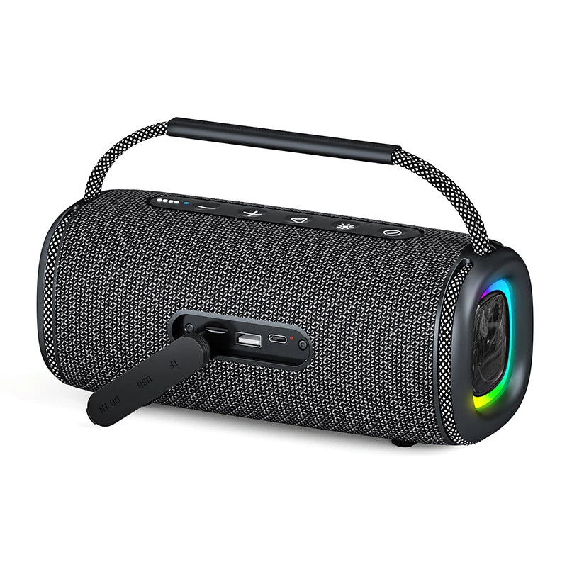 Rockmia EBS-617 30W Mini Portable Powerful Bass Speaker Bluetooth 5.3 Fabric Handle Waterproof IPX5 Stereo RGB Music  Box