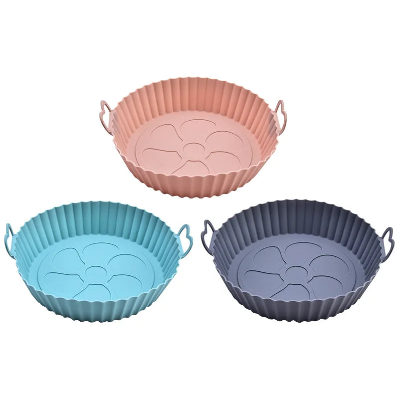 Packaged Box Commercial Use Silicone Round Air Fryer Baking Tray Microwave & Dishwasher Safe for Cooking Food
