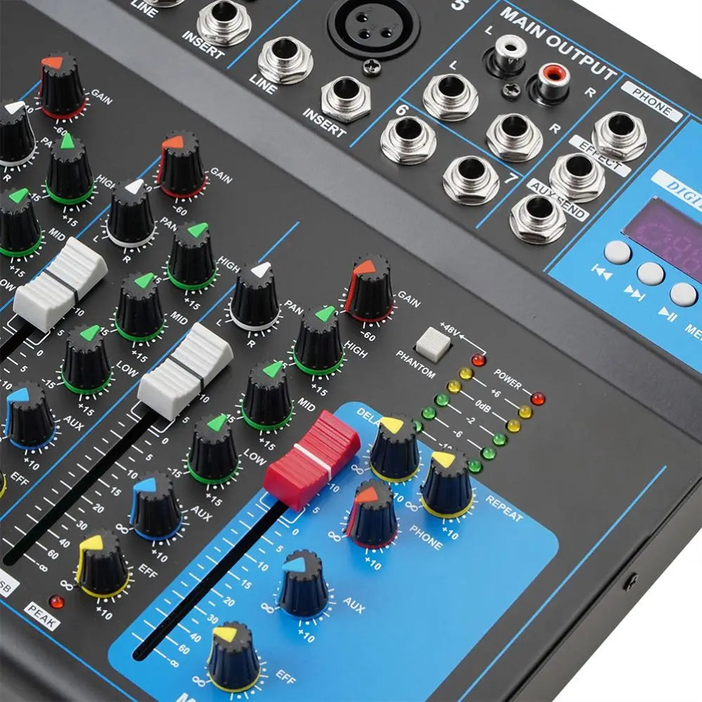F7 7-Channel Audio Mixer Console for Home Bars-Professional Audio Video & Lighting