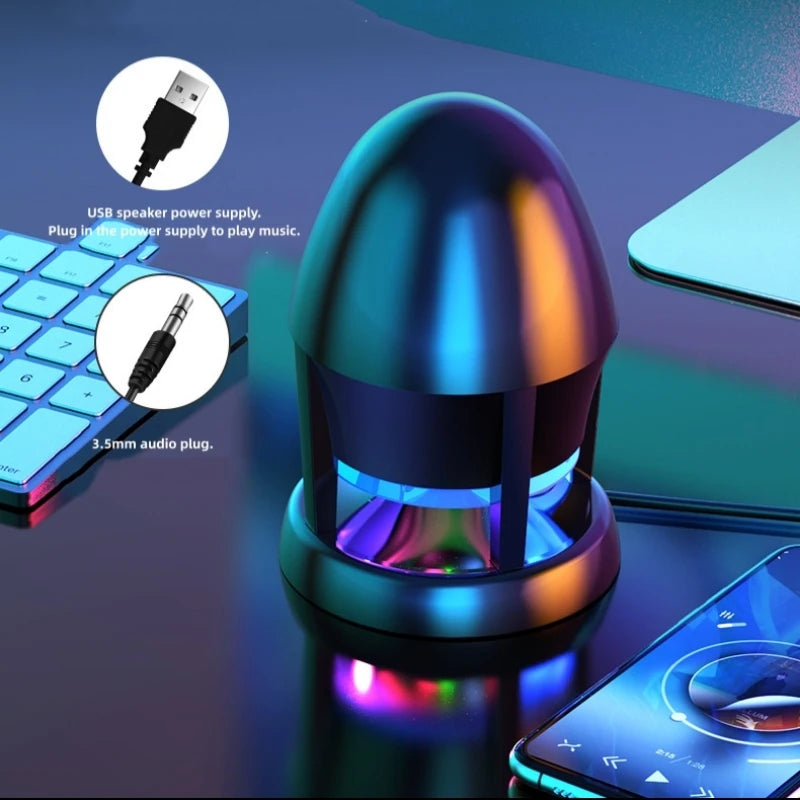 Rocket-shaped Wireless Subwoofer Speaker, Universal Wired Gaming Speaker