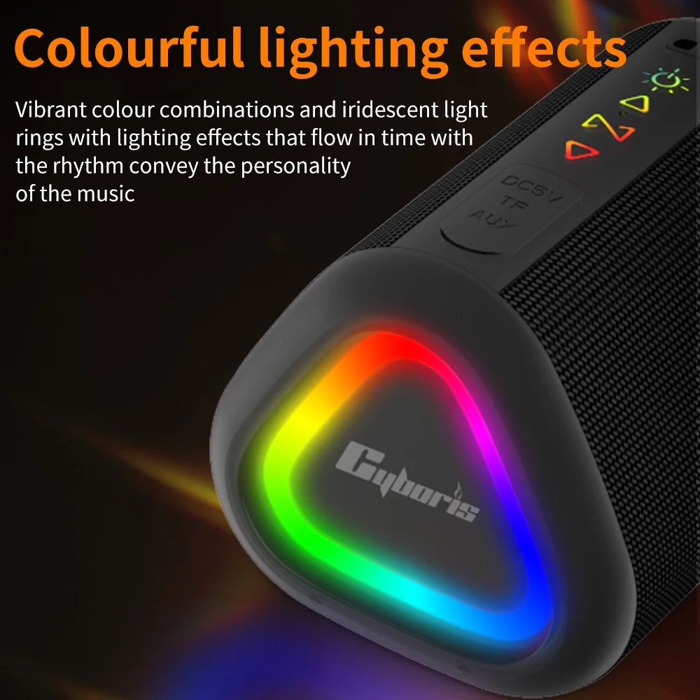 Small Wireless Speaker IPX6 Waterproof Portable BT5.3, Stereo, TWS Pairing, LED, Call, Radio, IPX6 Waterproof, TF Card, AUX, S1