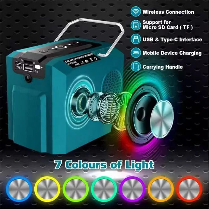 Portable Cordless Bluetooth Speaker Fit for Makita 18v Battery Small Speaker Wireless With HD Sound for Jobsites Home and Party