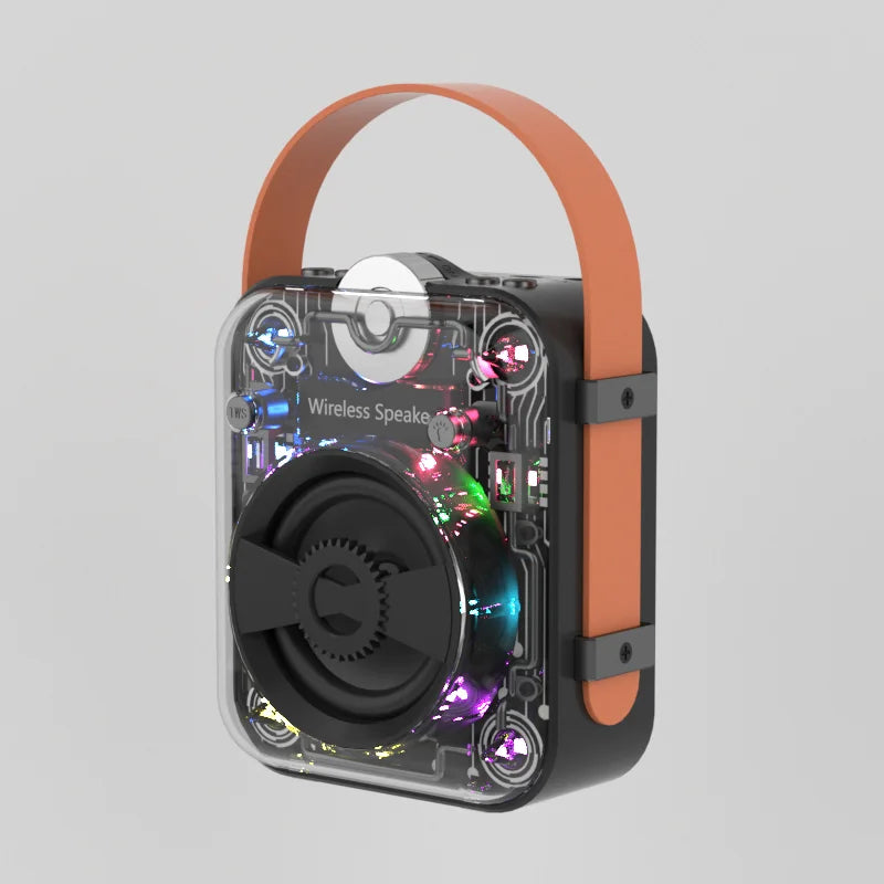 LS12 Transparent Mecha RGB Pickup Rhythm Light Game Portable Blue Tooth Mini Speaker Camping Heavy Bass Party Music Box