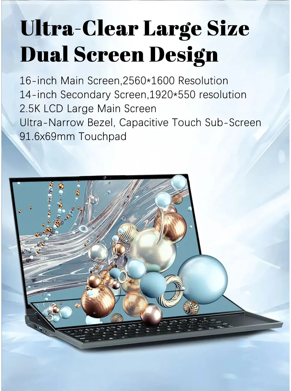 Dual 16-Inch & 14-Inch Touch Screen Business Gaming Laptop Win11 Pro Intel Core I7 64GB RAM 4TB Storage New Unopened
