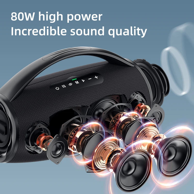 New S97 RGB LED Waterproof Wireless Speaker 80W with Rechargeable Battery Portable Speaker Party Home Theater&Outdoor Use