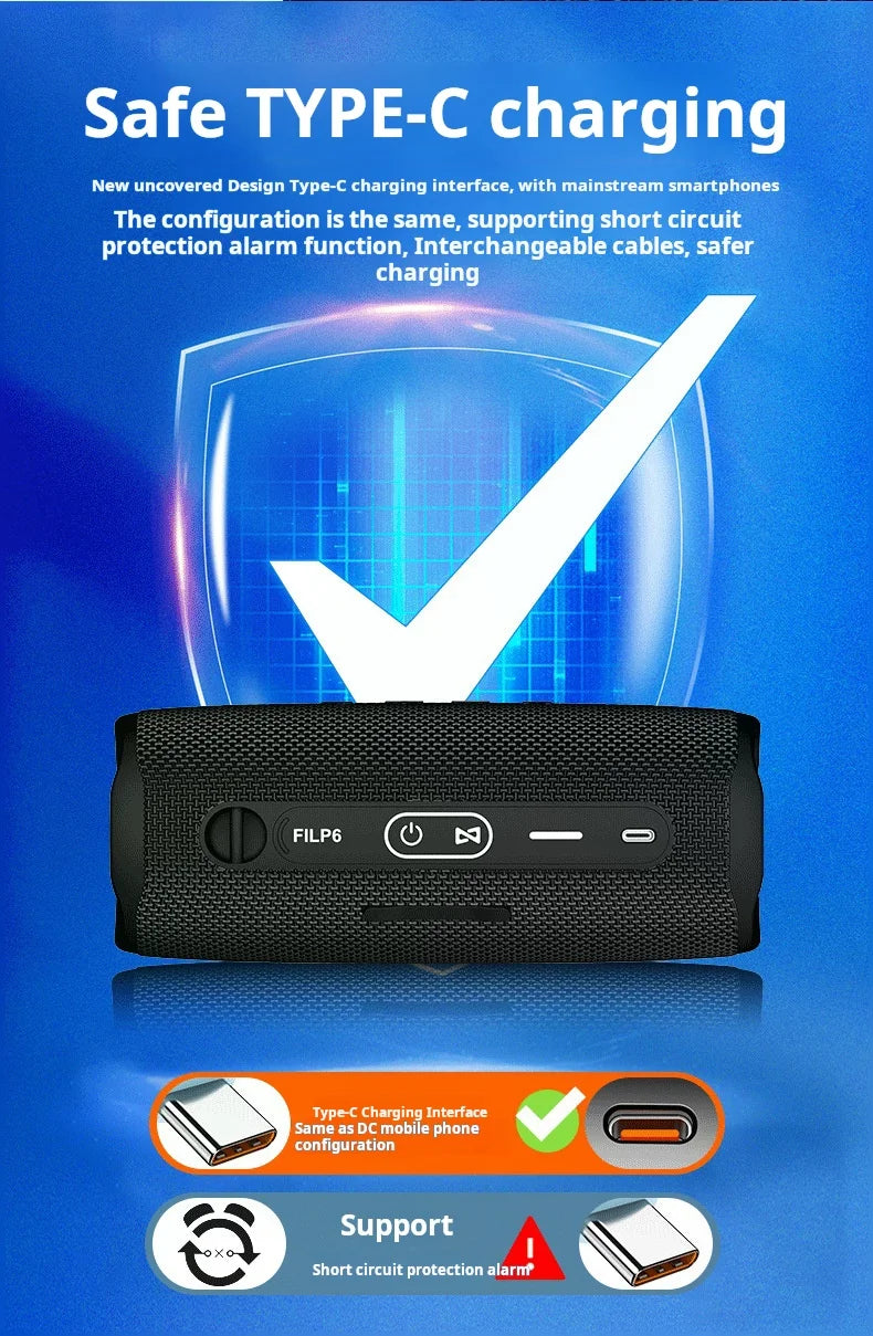 6 Outdoor Waterproof Speaker Can TF Card Slot Wireless Subwoofer Mini Portable Speakers Party Subwoofer  Speaker