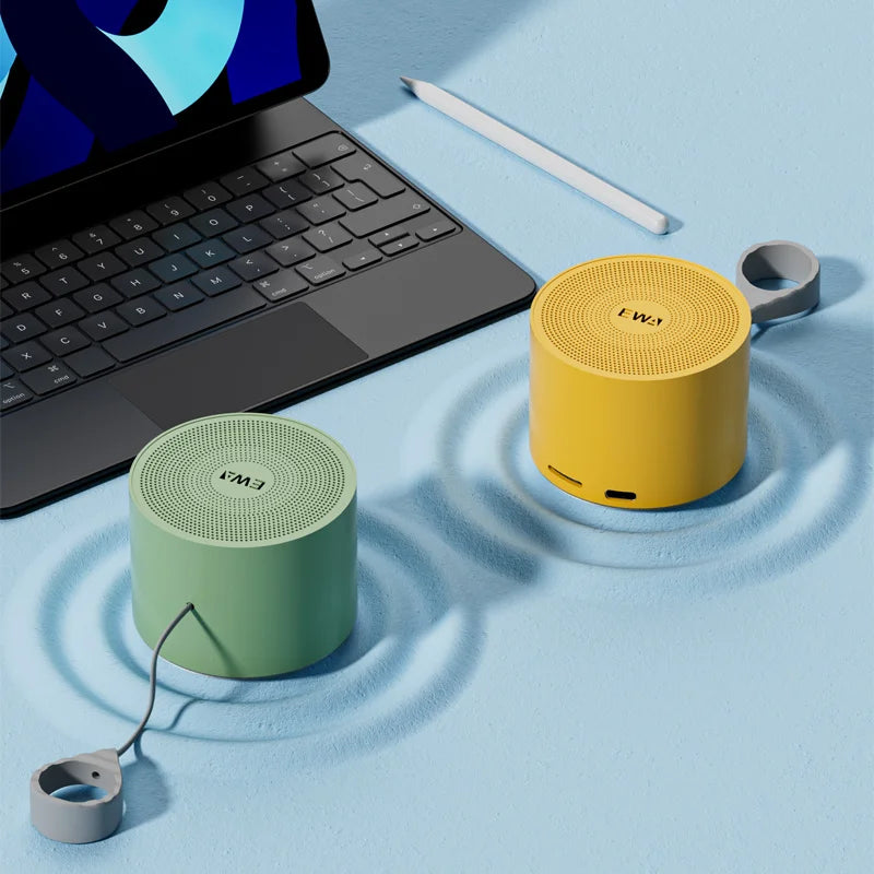 The New Listing EWA-A129 Metal TWS Macaron Speaker 5W Wireless Subwoofers bluetooth Speaker Outdoor Portable Speakers for Gift