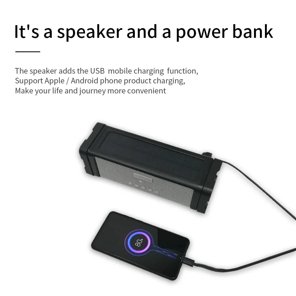 CYBORIS T68 Portable Solar Powered Wireless for Bluetooth Speaker Blue LED Light Waterproof for Outdoor Mobile Phone Charging