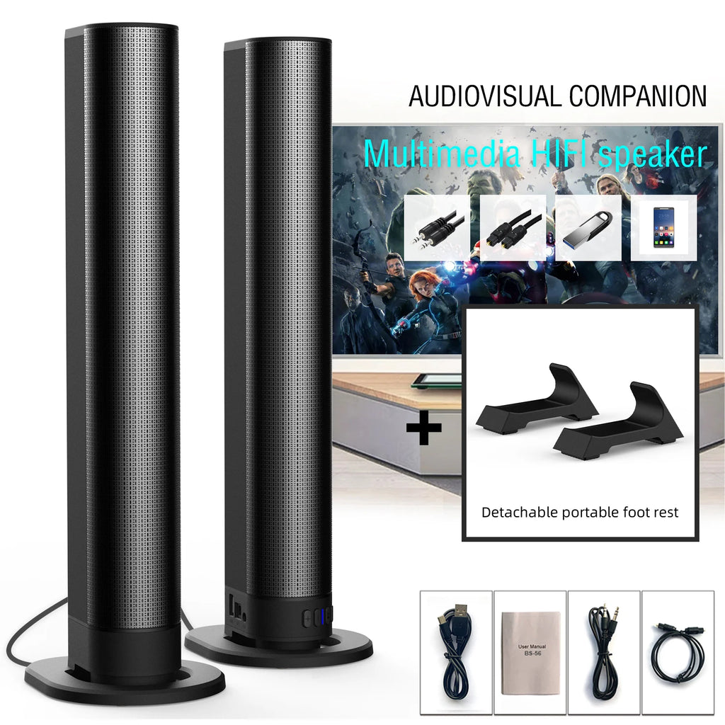 TV Sound Bar with FM Detachable Soundbar Wireless Speaker Home Theater Surround Sound System TF Card/Aux/RCA Connection
