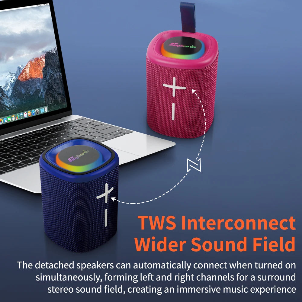 S18 Splittable Blue-tooth Speaker 3D Stereo Bass Portable Speaker IPX6 Waterproof with TWS Boombox Colorful Lights Dual Speakers