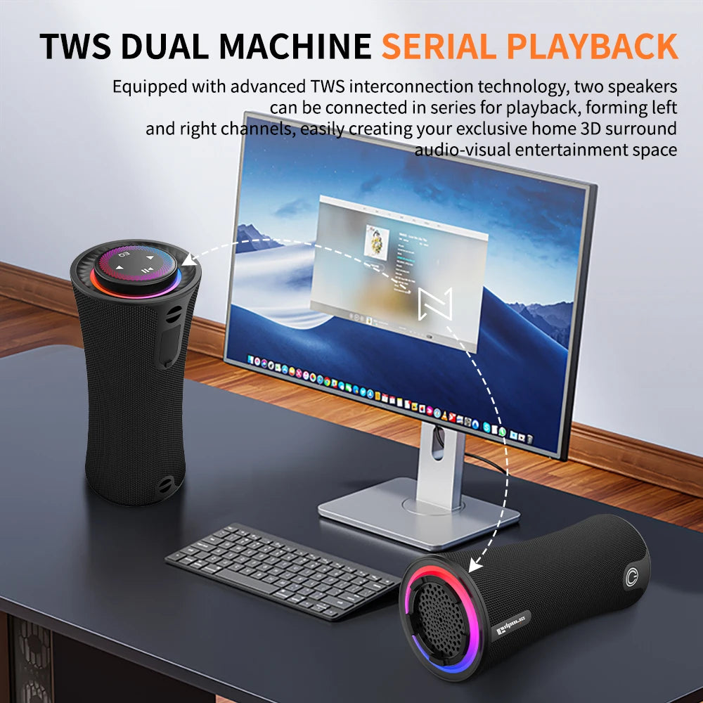 T16 Blue-tooth Speakers 80W Enhanced Bass Portable Outdoor Wireless Speaker 30Hrs IP7 Waterproof Shower Speaker Bluetooth 5.3