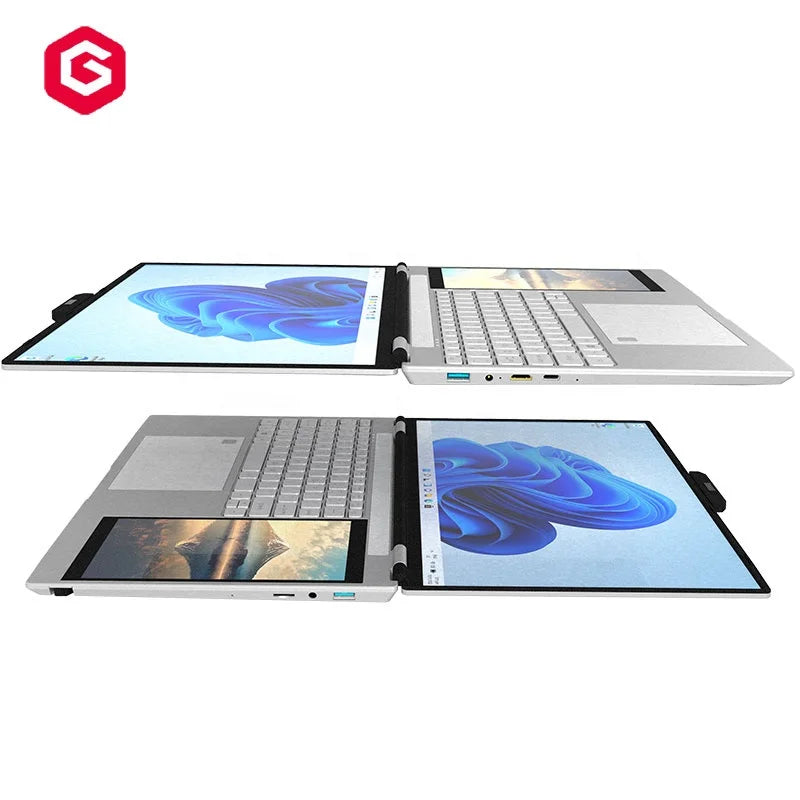 Customized Keyboard AZERTY Dual Screen Laptop Win 11 15.6" + 7inch Touch Screen Computer Student 11th Laptop for Business