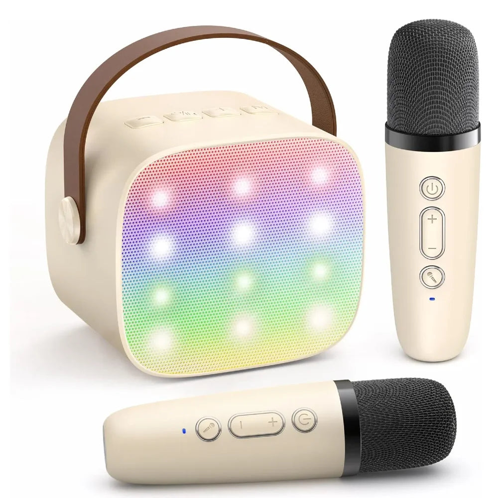 Portable for Bluetooth Karaoke Machine for Kids Adults Two Wireless Microphones with RGB LED Lighting Low Price Stock Available