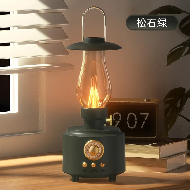 New Kerosene Lamp Retro Bluetooth 5.3 Speaker Outdoor Portable Flame Camping Atmosphere Light Table Small Night Light