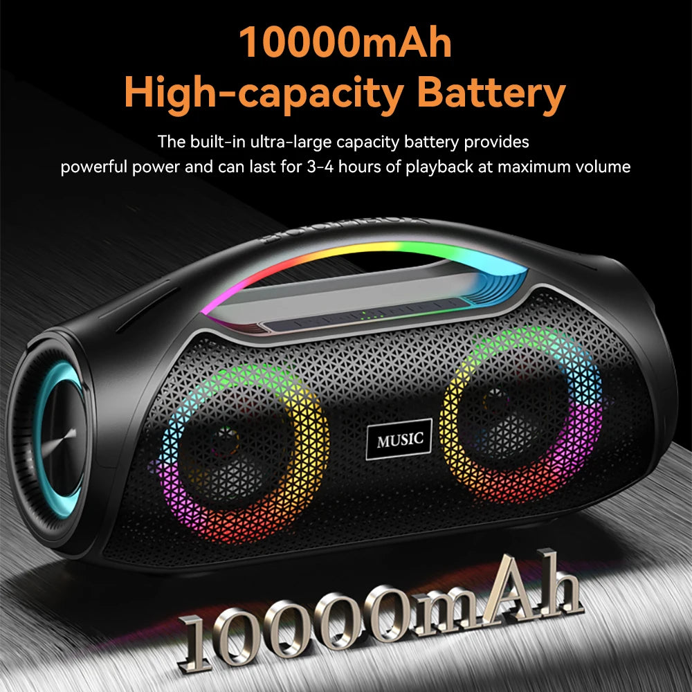 80W Peak Portable Wireless Speaker Karaoke Machine with 2 Microphones Waterproof Loud Stereo Portable Deep Bass RGB for Outdoor