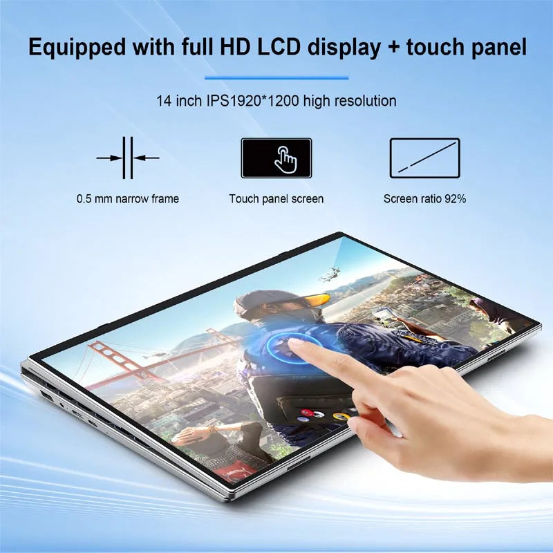 Dual Screen 14Inch Touch Screen 16GB  1TB SSD Intel Celeron N95 Processor 128GB 256GB 512GB Options New Business Laptop 4500mAh
