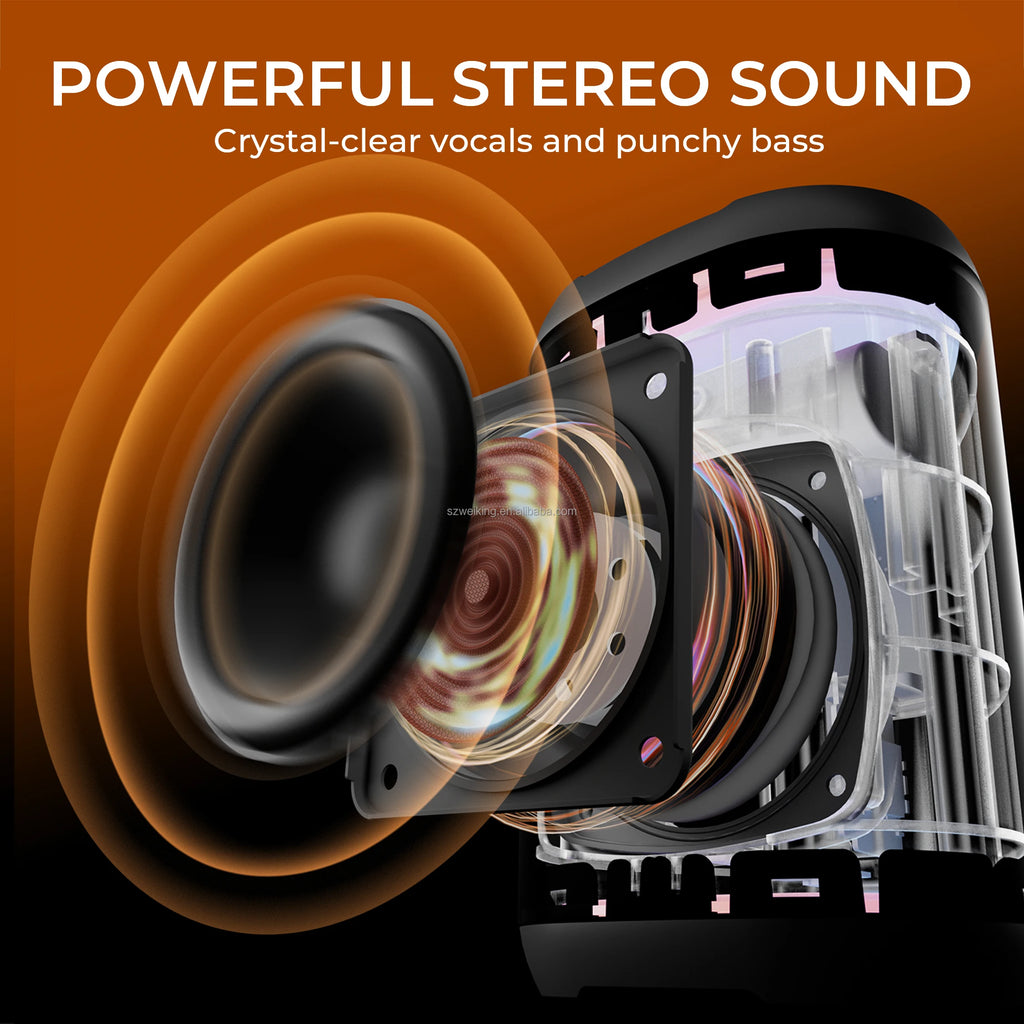 Wholesale W-KING D110 Portable Speaker IPX7 Waterproof Wireless Speaker Outdoor Bluetooth Mini Boombox RGB TF Card Play