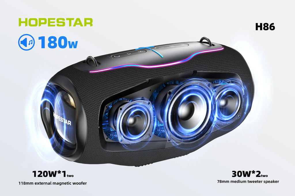 New Arrived HOPESTAR H86 180W Portable Wireless Stereo Audio System Waterproof Home Karaoke Subwoofer Caixa De Som Speakers