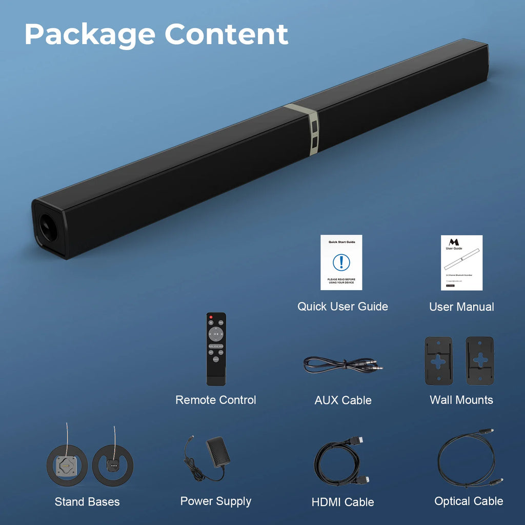 New Home Theater Soundbar for Tv Wireless Speakers Sound Bars for TV with ARC/OPT/AUX/Remote Control