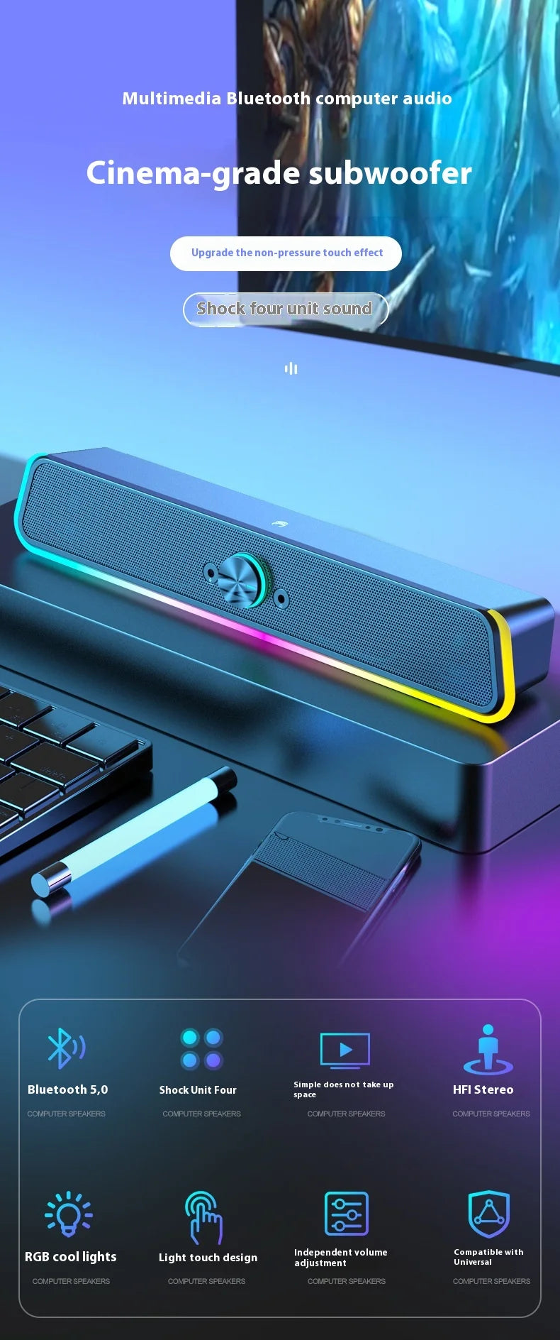 Wholesale RGB Gaming Desktop Computer Speakers Wired for Laptop