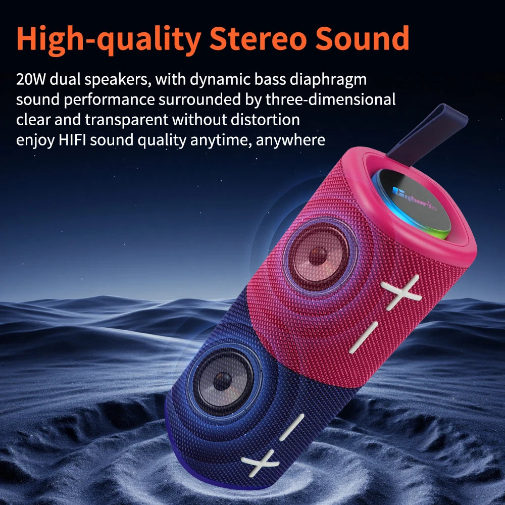 S18 Splittable Blue-tooth Speaker 3D Stereo Bass Portable Speaker IPX6 Waterproof with TWS Boombox Colorful Lights Dual Speakers