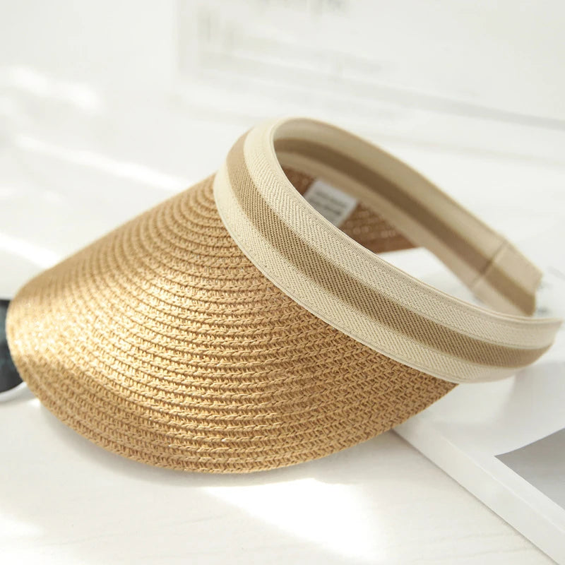 Summer Woman Sun Hats Anti-UV Female outdoor Visor Caps Hand Made Straw Cap Casual Shade Hat Empty Top Hat Beach cap