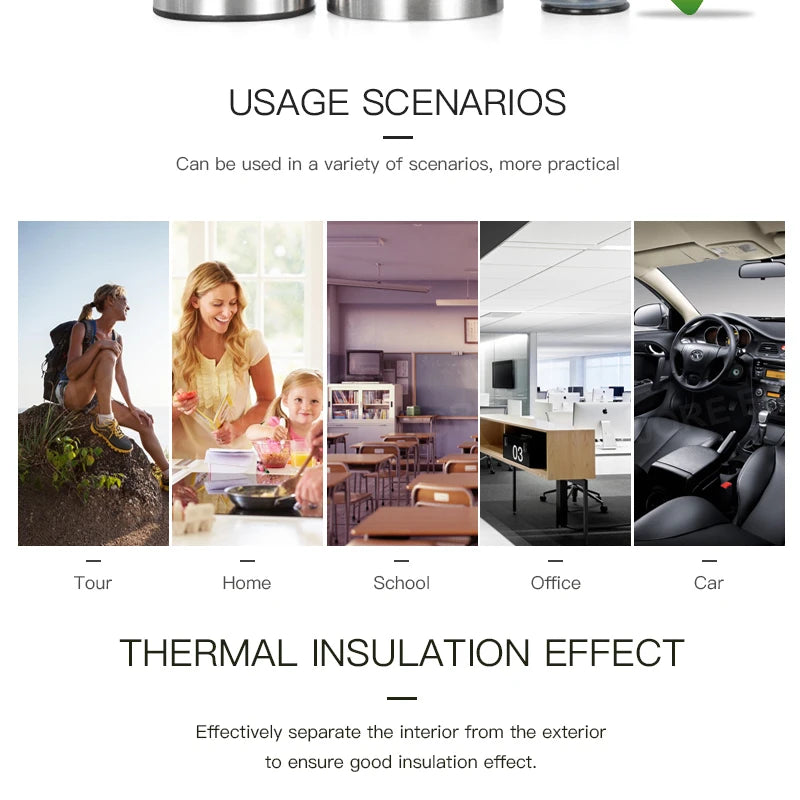 Portable Double Layer Thermal Mug Food Thermos For Tea With Heating Display Cup Stainless Steel Water Bottle Cups Of Hot