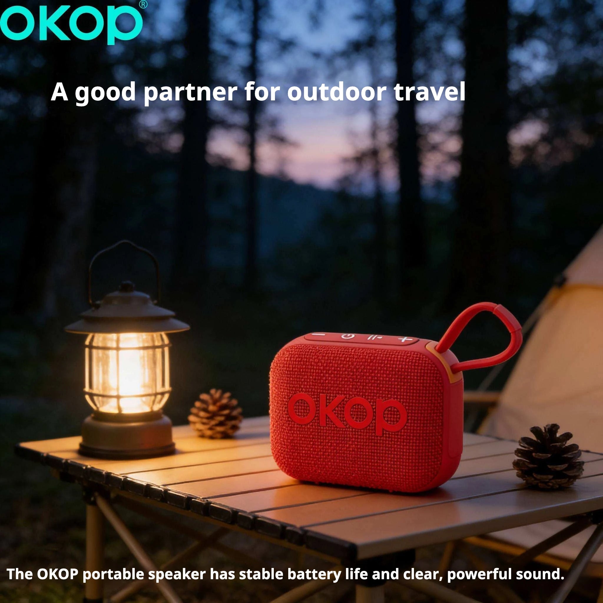 OKOP597Hot-selling Compact Mini Lanyard Ambient Light with Card Slot Long Battery Life Portable Wireless Bluetooth Speaker Sport