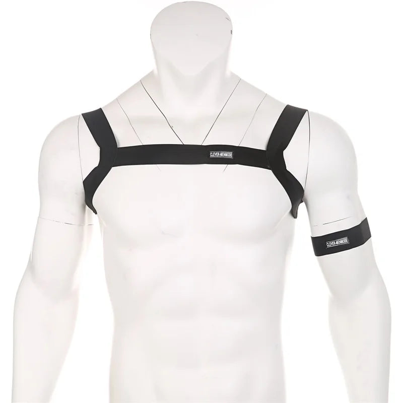 Lingerie Mens Harness Straps Sexy Man Body Chest Costumes High Elastic Bondage Costume With Arm Band Man Night Club