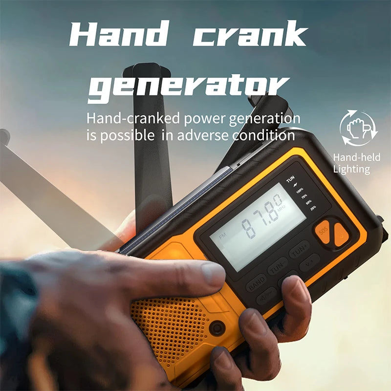 SY-376 Solar/Crank Emergency DAB+/FM Radio with Powerful Spotlight & Soft Night Light for Camping & Survival