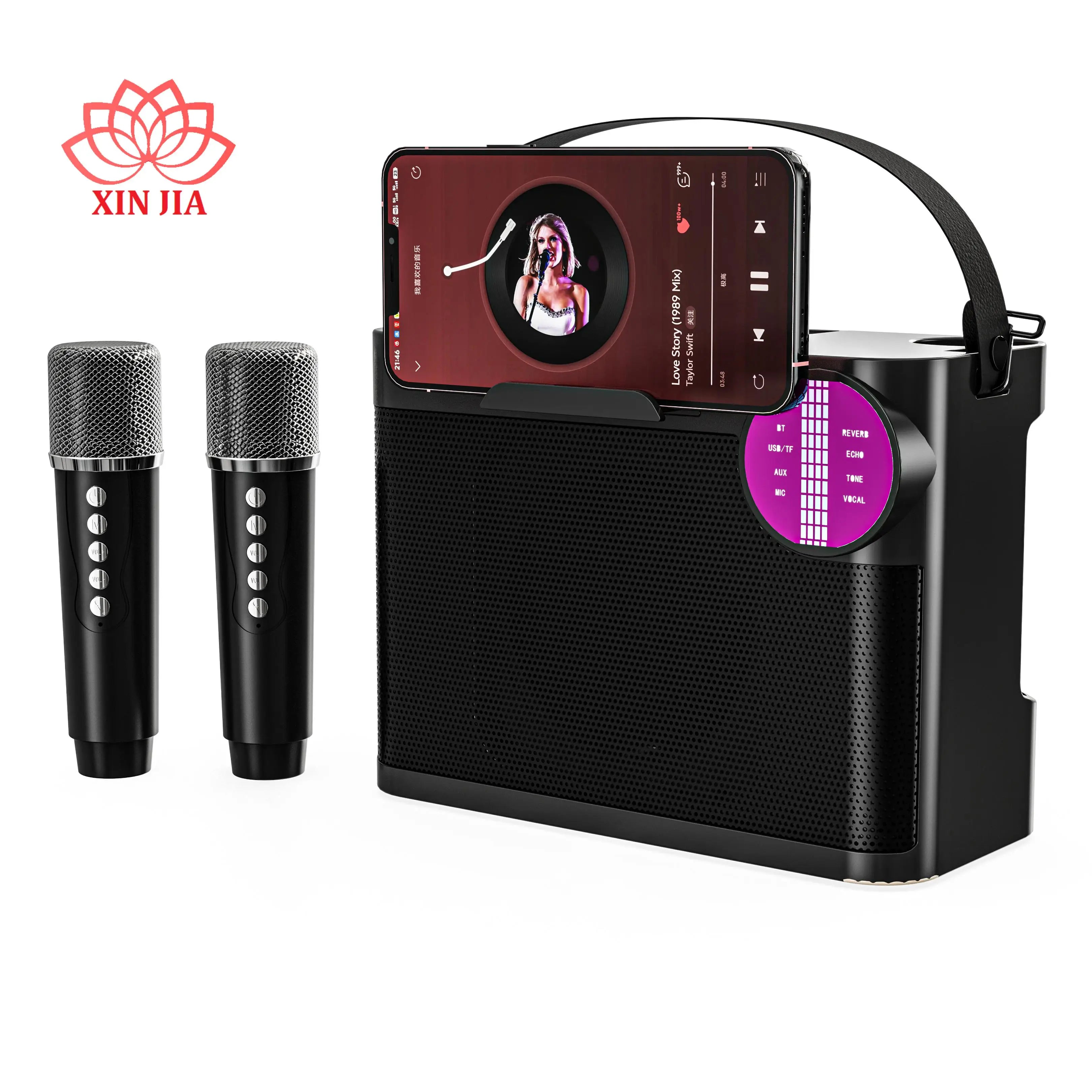 Camping Essentials Karaoke Speaker Microphone Party Box Sounds Led Light Bluetooth Portable Amplifier With Phone Holder Ys210