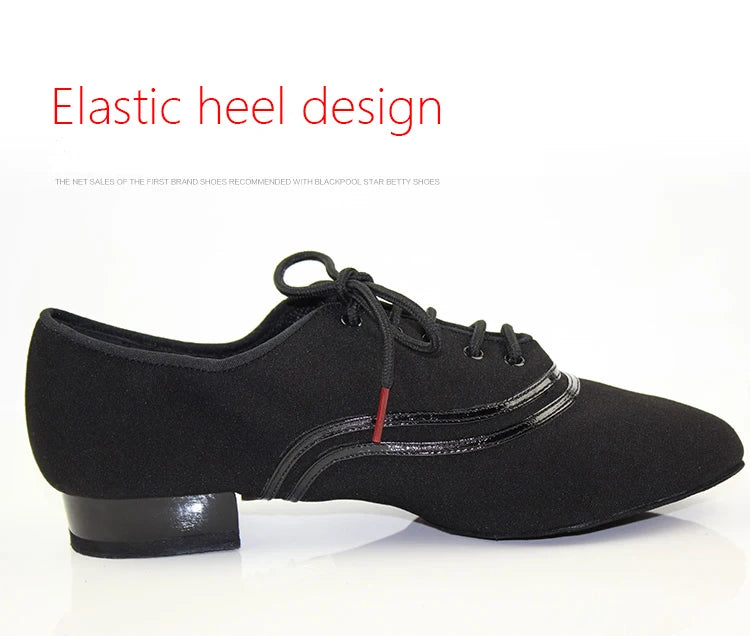 TOP Dance Shoes Latin Modern Men's Shoes Cowhide Two-point Sole Wear-resistant Oxford Cloth Upper Authentic Lace Up Ballroom