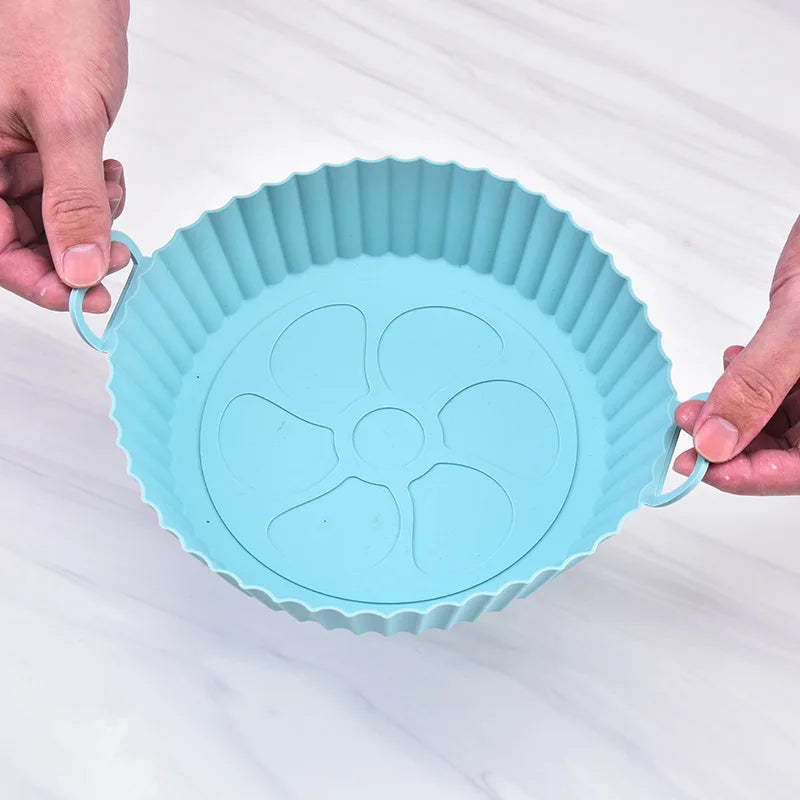 Packaged Box Commercial Use Silicone Round Air Fryer Baking Tray Microwave & Dishwasher Safe for Cooking Food