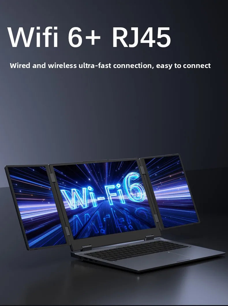 New Three-Screen Metal Laptop Core I7 English Stock Trading Computer Foldable Extended Screen Portable Office Finance