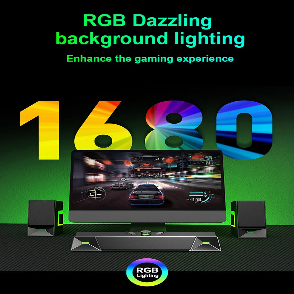 2.1CH Bluetooth Gaming Soundbar With External Independent Subwoofer Small Size Plastic Cabinet