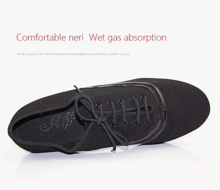 TOP Dance Shoes Latin Modern Men's Shoes Cowhide Two-point Sole Wear-resistant Oxford Cloth Upper Authentic Lace Up Ballroom