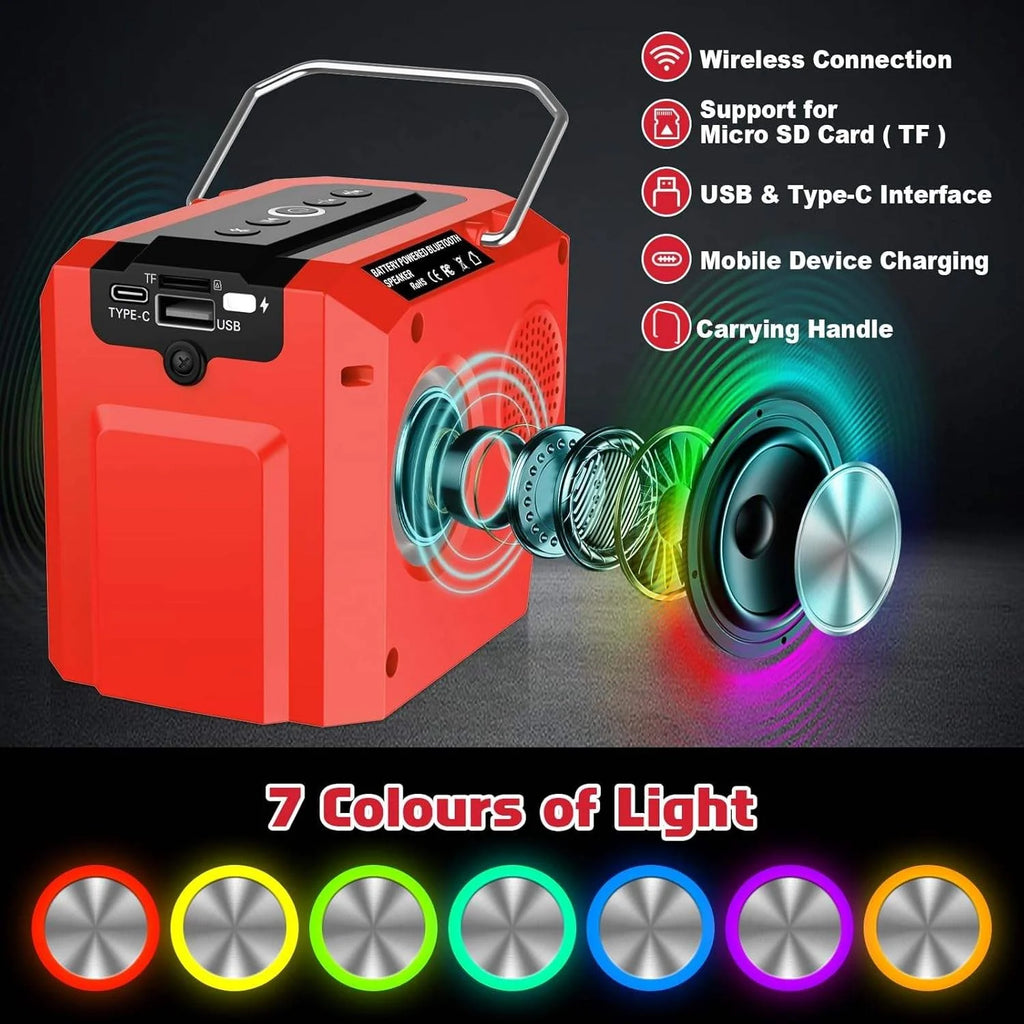 10W Bluetooth Speaker Fit for Milwaukees 18v M-18 Battery Portable Small Wireless Speaker for Camping Home and Party