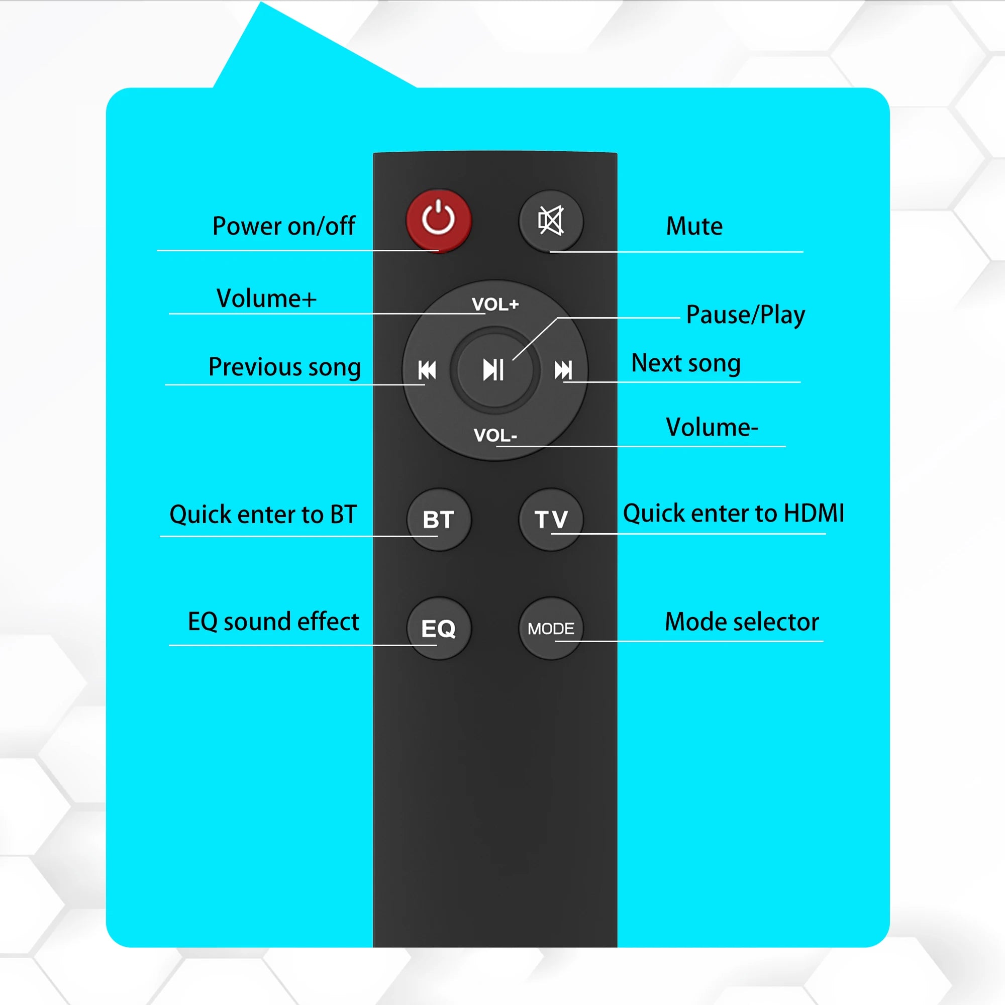 BS-18A Sound Bars for TV with FM, 54W Wireless Soundbar Speaker V5.0 Home Theater Surround Sound System TF Card/Aux/RCA