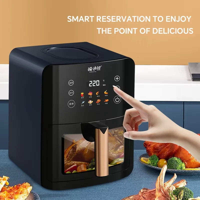 Intelligent Home 5L Large Capacity Digital Air Fryer Oven Multifunctional Electric LCD Display Touch Grill for Cooking Baking