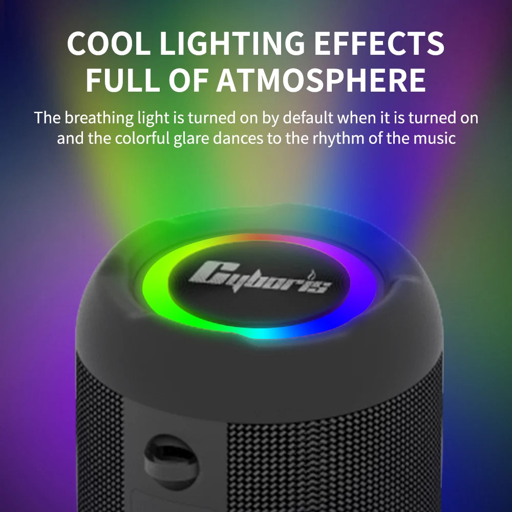S9 Wireless Speakers 30W IPX6 Waterproof Outdoor Portable Speaker with Loud Stereo Sound, Deep Bass, RGB Lights, TWS