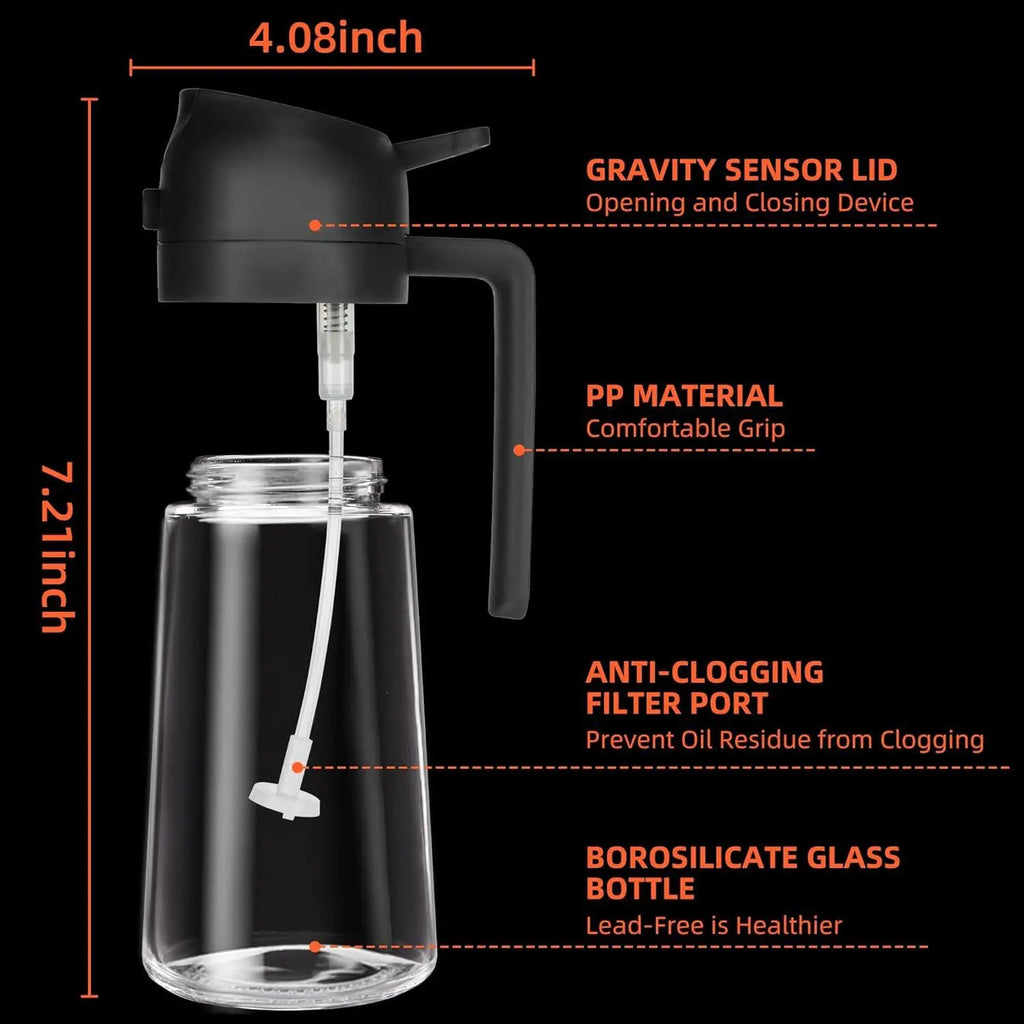 16oz 2 in 1 Olive Oil Sprayer for Cooking Kitchen Salad Barbecue Air Fryer Oil Dispenser Bottle