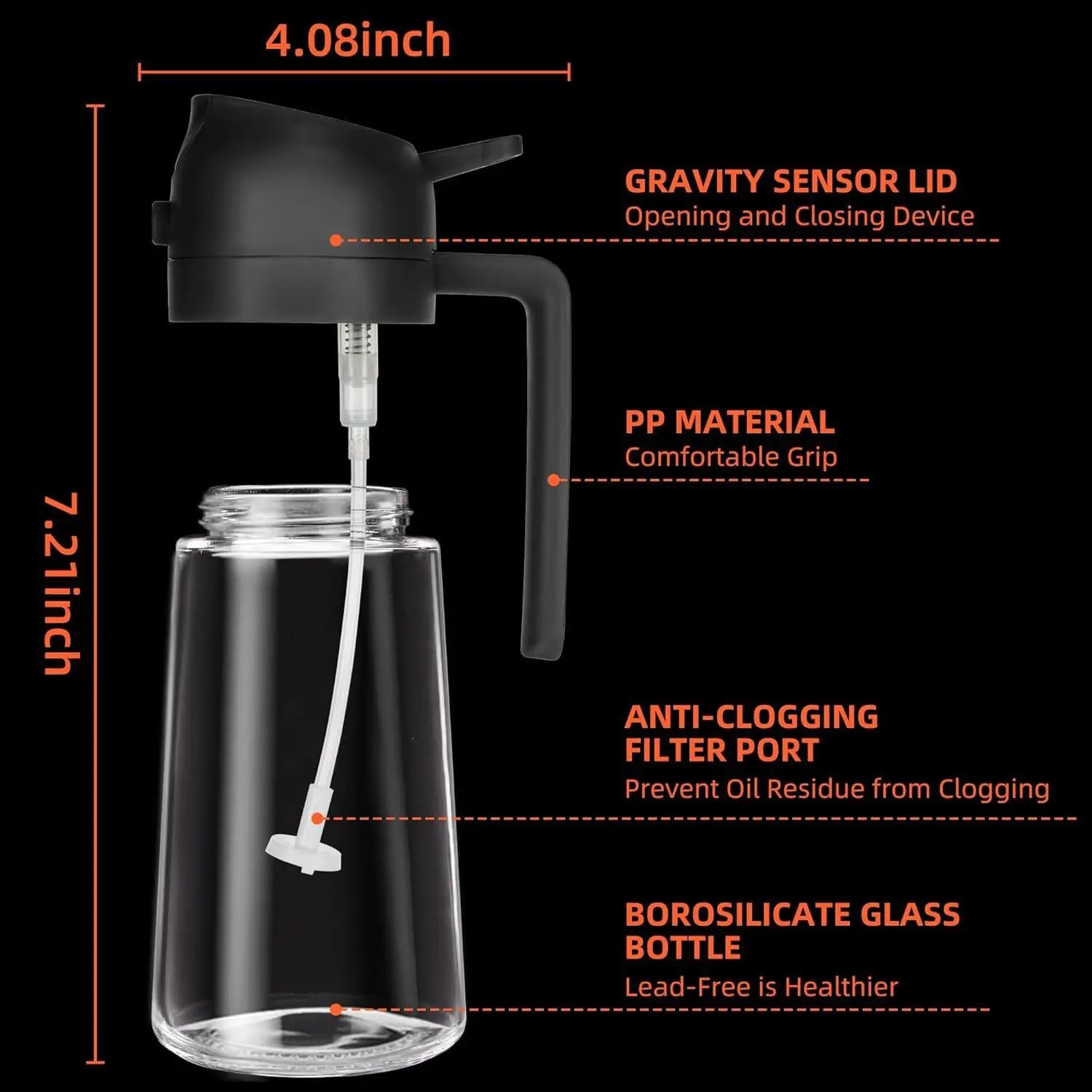 16oz 2 in 1 Olive Oil Sprayer for Cooking Kitchen Salad Barbecue Air Fryer Oil Dispenser Bottle