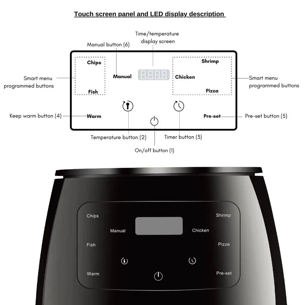 New air Fryer Smart Timed Screen Multi Functional Electric Fryer Large Household Kitchen Capacity French Fry Machine 6L Capacity
