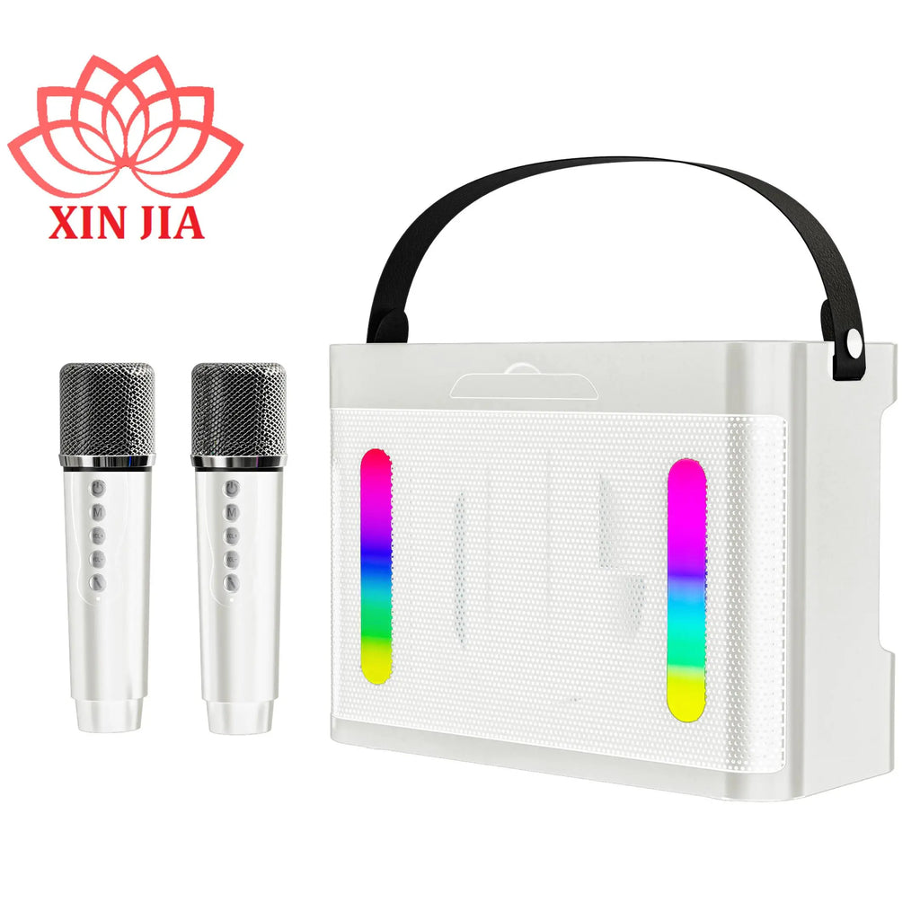 YS219 Portable Karaoke Machine for Bluetooth 2 Wireless Microphones HD Sound PA System RGB Amplifier Handle for Home Theatre